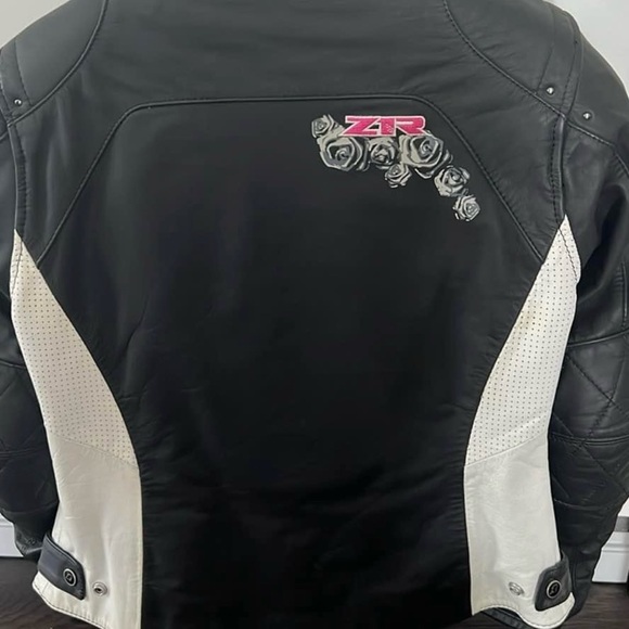 Z1R Black & White Women’s Leather Motorcycle Jacket Small - Picture 3 of 10